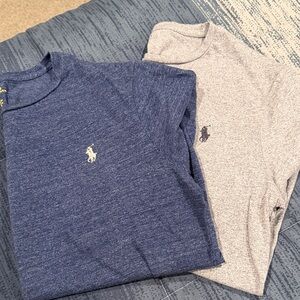 Ralph Lauren Heathered Navy & Light Gray Polo Long Sleeve Tees